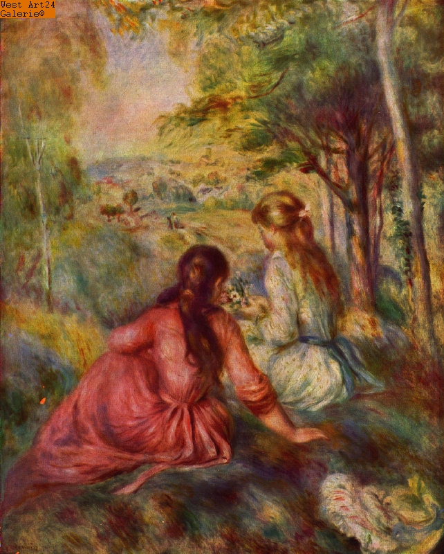 Junge Mädchen auf der Wiese nach Renoir Gemäldeimitation